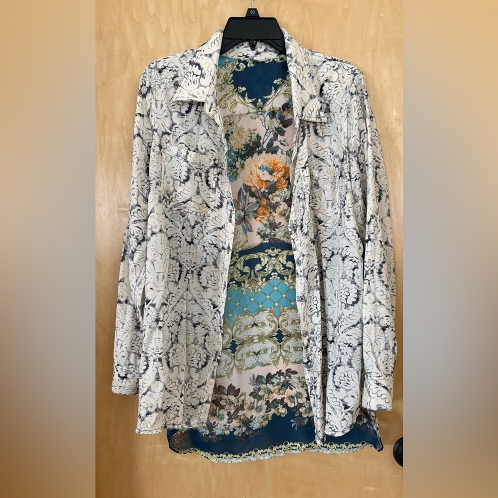 Aratta Floral Blouse - Cream and Blue